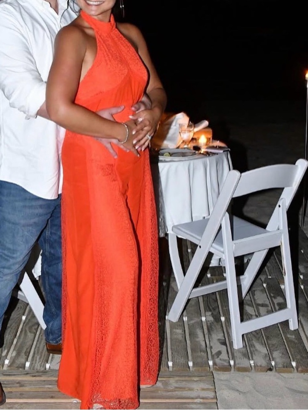 Free People Orange Wide Leg Halter Jumpsuit
